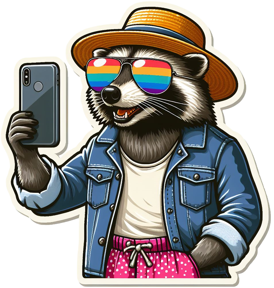Mr. Raccoon filming with a smartphone